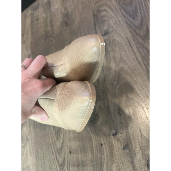 Lulus Wendi Light Nude Crocodile-Embossed Pointed-Toe Mid-Calf Boots Size 8.5 - Picture 5 of 11